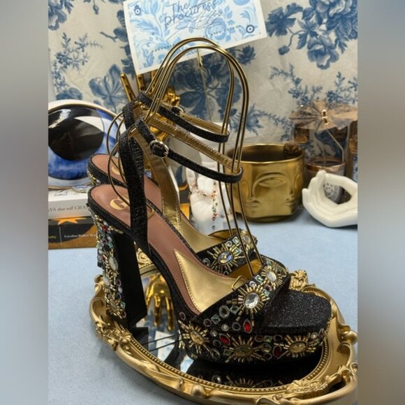 🆕 GB GIANNI BINI 🧿 NWOB Enchant-Ment Bead Embellished Platform Sandals, Sz 7.5 - Picture 11 of 16